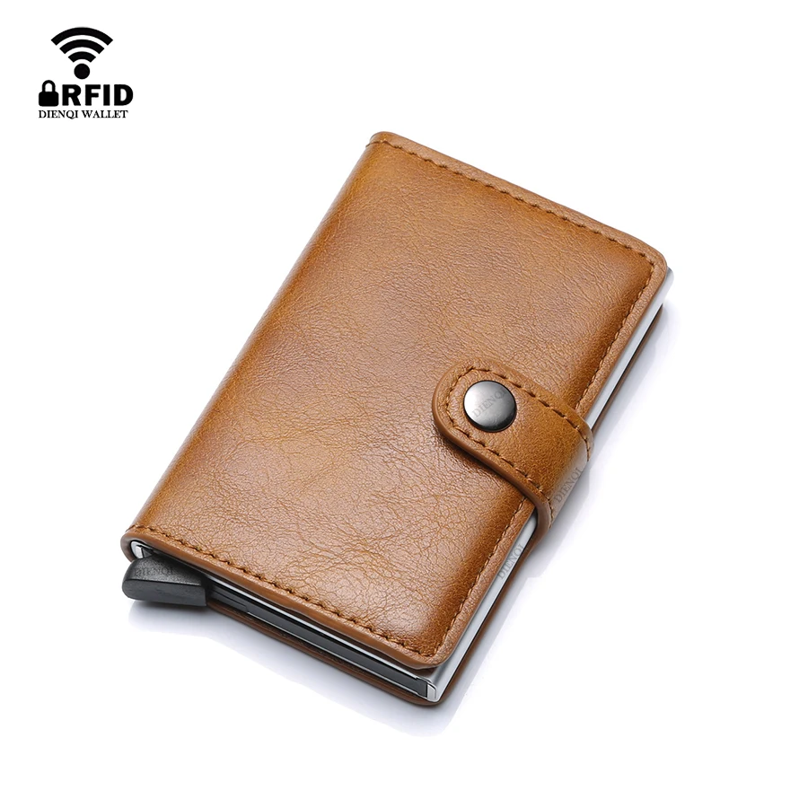 Card Top Loader - Rfid โลหะเยี่ยมชมผู้ถือบัตรเครดิตกระเป๋าสตางค์ผู้ชายหรูหราธุรกิจ Bank ผู้ถือบัตรกระเป๋าสตางค์สําหรับชายการ์ด Porte-รถเข็น