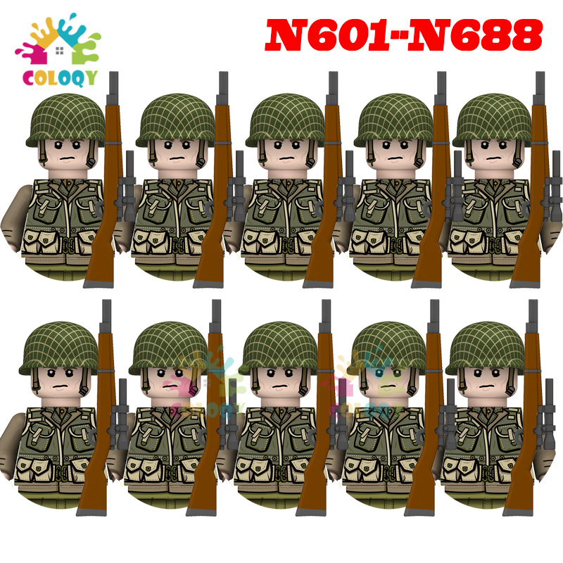 Lego Minifigure Holder - ของเล่นเด็ก ชุดตัวต่อสงครามโลกครั้งที่ 2 10 ชิ้น/ชุด N601-N688