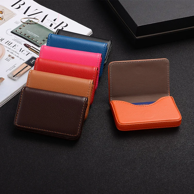Card Top Loader - 2026 ที่ใส่นามบัตรหนัง PU พร้อมหัวเข็มขัดแม่เหล็ก ที่ใส่นามบัตรแบบพกพาขนาดใหญ่ ความจุเยอะ