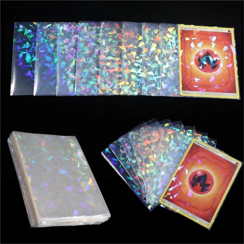Card Penny Sleeve - ซองใส่การ์ดลายเลเซอร์สีรุ้งแบบแตกกระจาย ขนาด 66*91 มม. โปร่งใส สำหรับการ์ดสะสมกีฬาและเกม