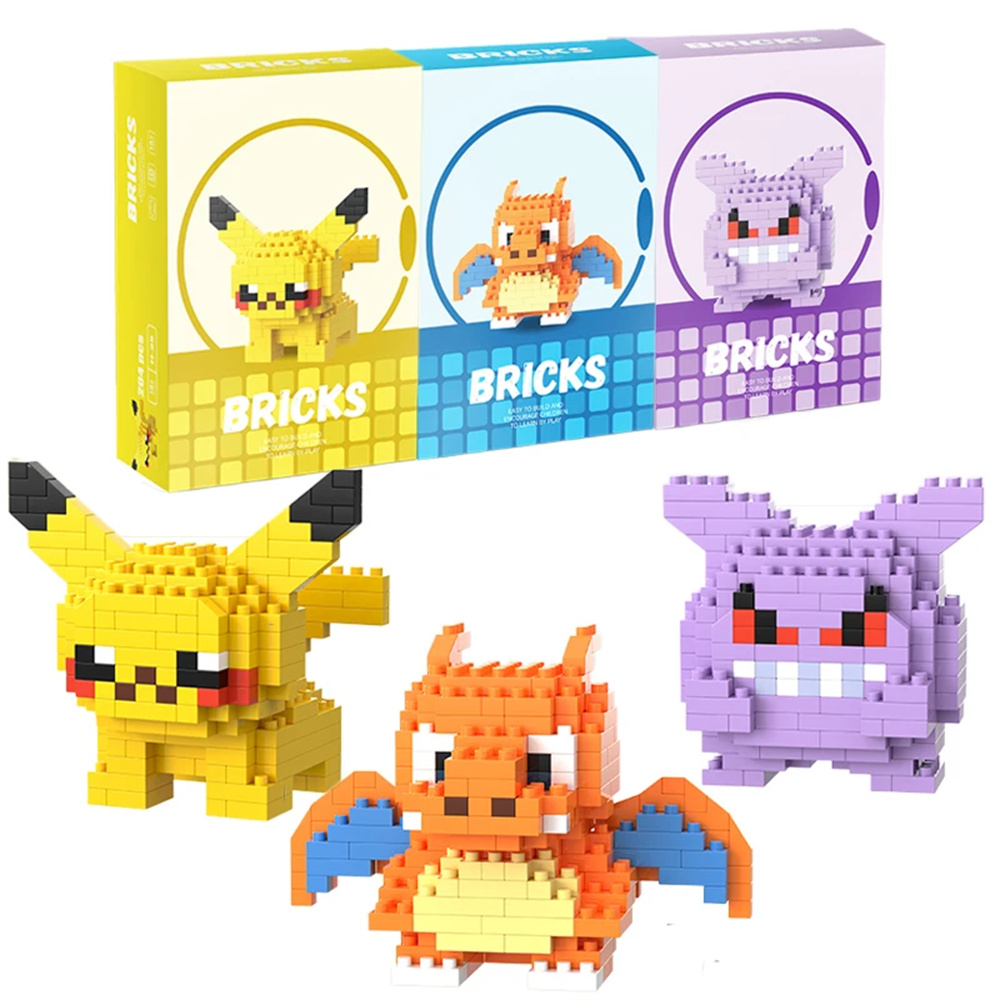 Building Block Mini - บล็อกตัวต่อโปเกมอน ปิกาจู ดรากอนไนท์ เกนการ์ มินิ บริคส์
