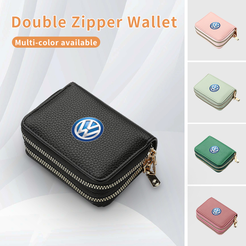 Card Top Loader - ที่วางแก้วในรถยนต์ กระเป๋าใส่บัตรเครดิต กระเป๋าใส่เหรียญแบบมีซิป อุปกรณ์เสริมสำหรับรถยนต์ Volkswagen VW