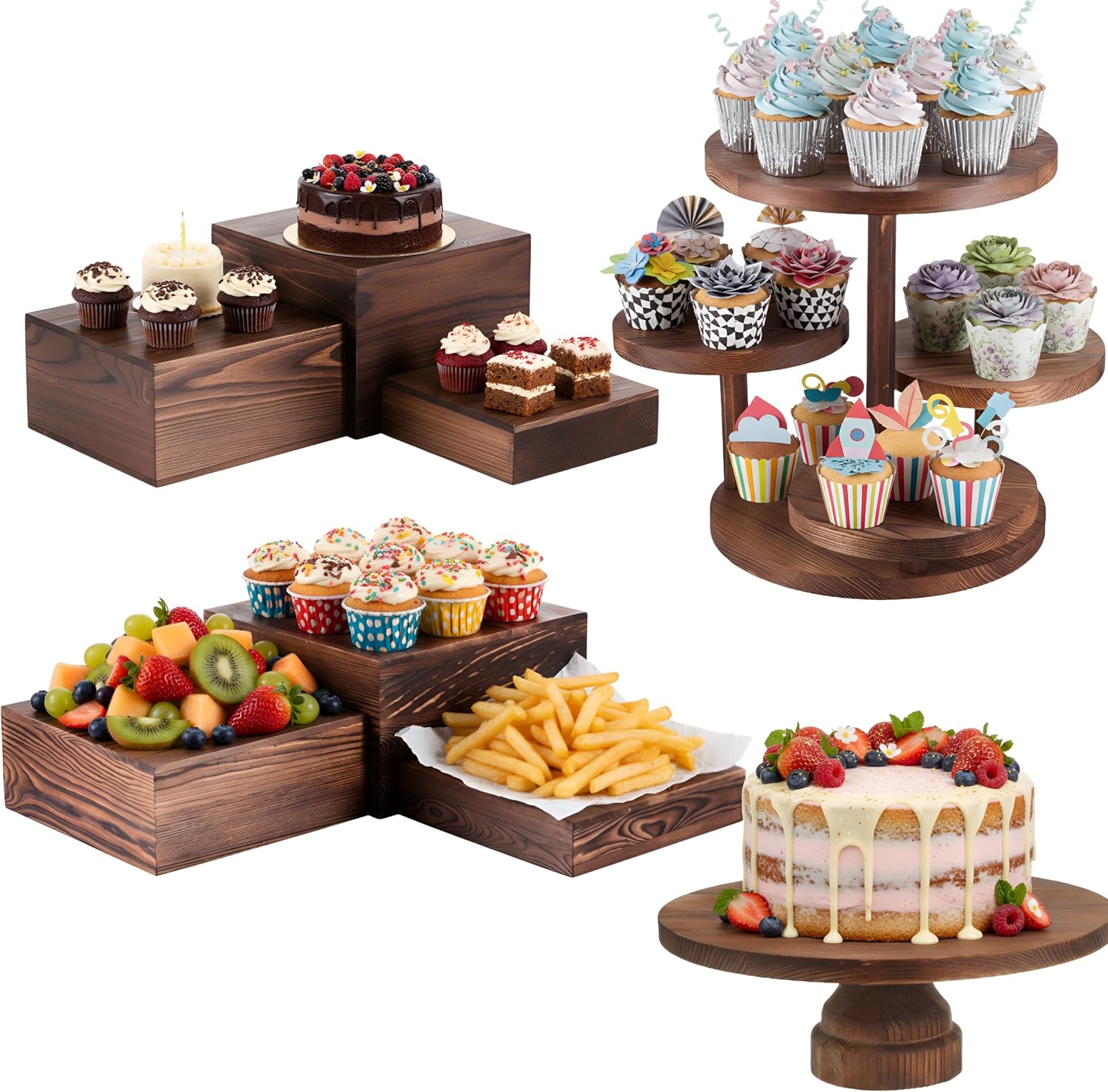 Display Risers Set - ชุดแท่นวางคัพเค้กทรงกลม 4 ชั้น จำนวน 8 ชิ้น