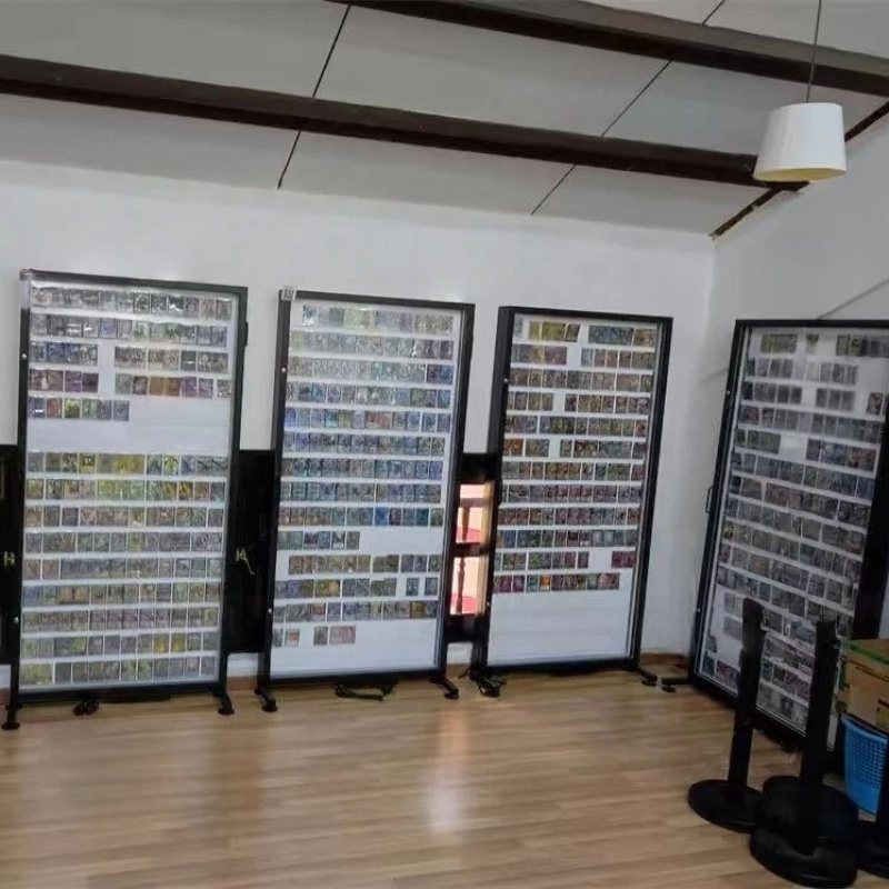 Graded Card Display - ตู้โชว์การ์ดสะสมแบบติดผนังโลหะสั่งทำพิเศษ พร้อมไฟ LED สำหรับร้านค้าปลีกการ์ดกีฬา