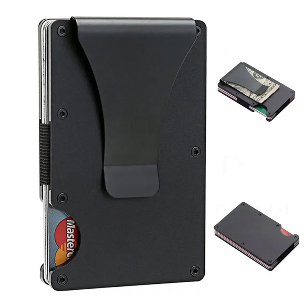 Card Top Loader - ที่ใส่บัตรป้องกัน RFID อลูมิเนียมอัลลอยด์ กระเป๋าสตางค์โลหะกันขโมยบางเฉียบ กระเป๋าใส่บัตรเครดิตแบบมินิมอล กระเป๋าเก็บของพกพา