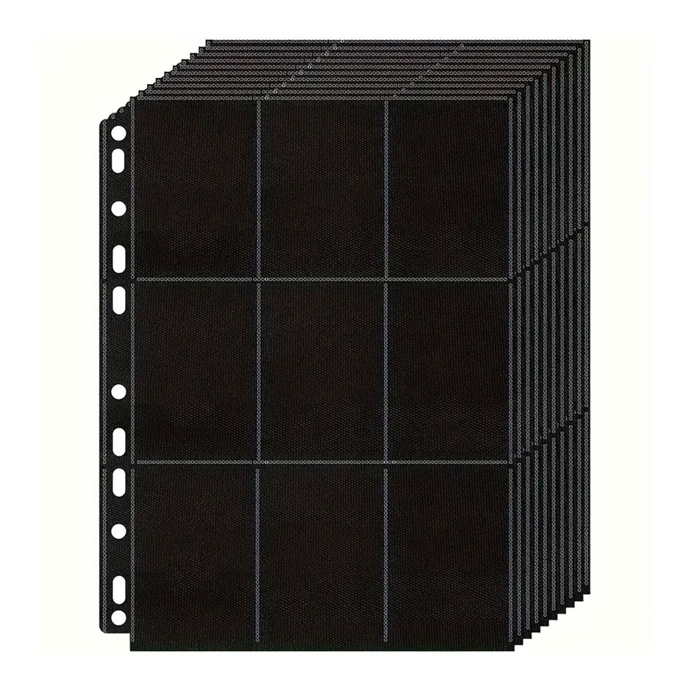 Trading Card Binder - 10แพ็คสีดำ9กระเป๋า A4ช่องเก็บการ์ดซื้อขายกระเป๋าเงิน-กระเป๋าใส่การ์ดสองด้านสำหรับ180การ์ดเกม