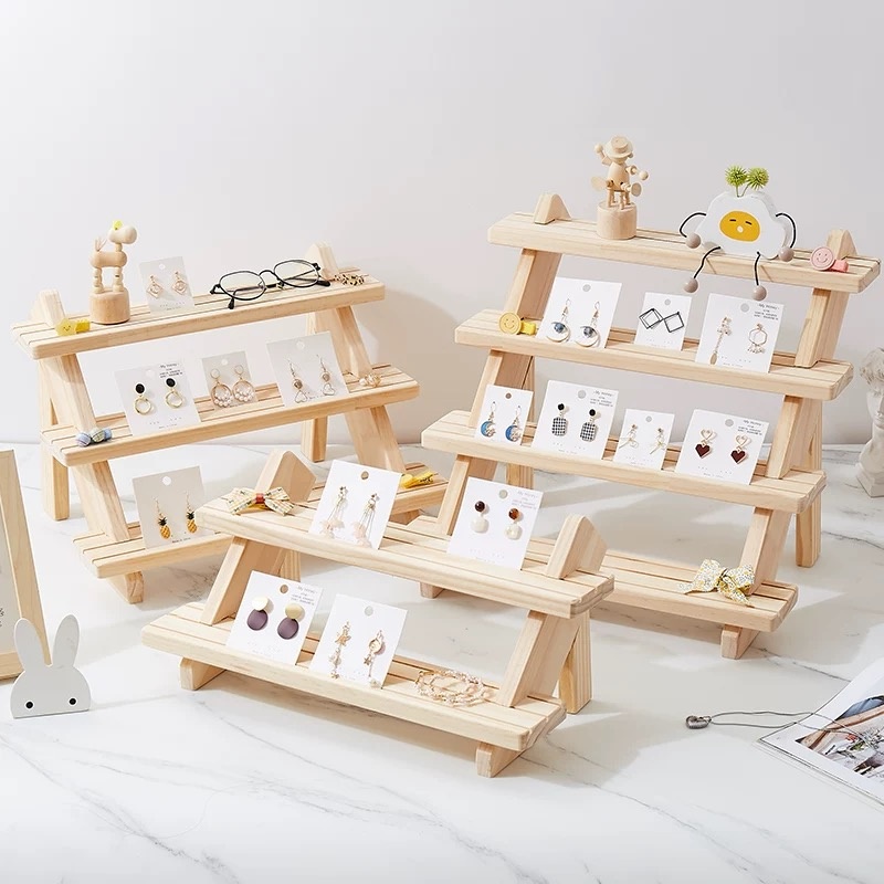 Display Risers Set - ผู้ถือสตั๊ดหู Riser ชั้นวางจอแสดงผลหลายชั้น Log แหวนต่างหูสตั๊ดชั้นวางจอแสดงผลที่ถอดออกได้ต่างหูการ์ดชั้นวางเครื่องประดับตุ๊กตามือ