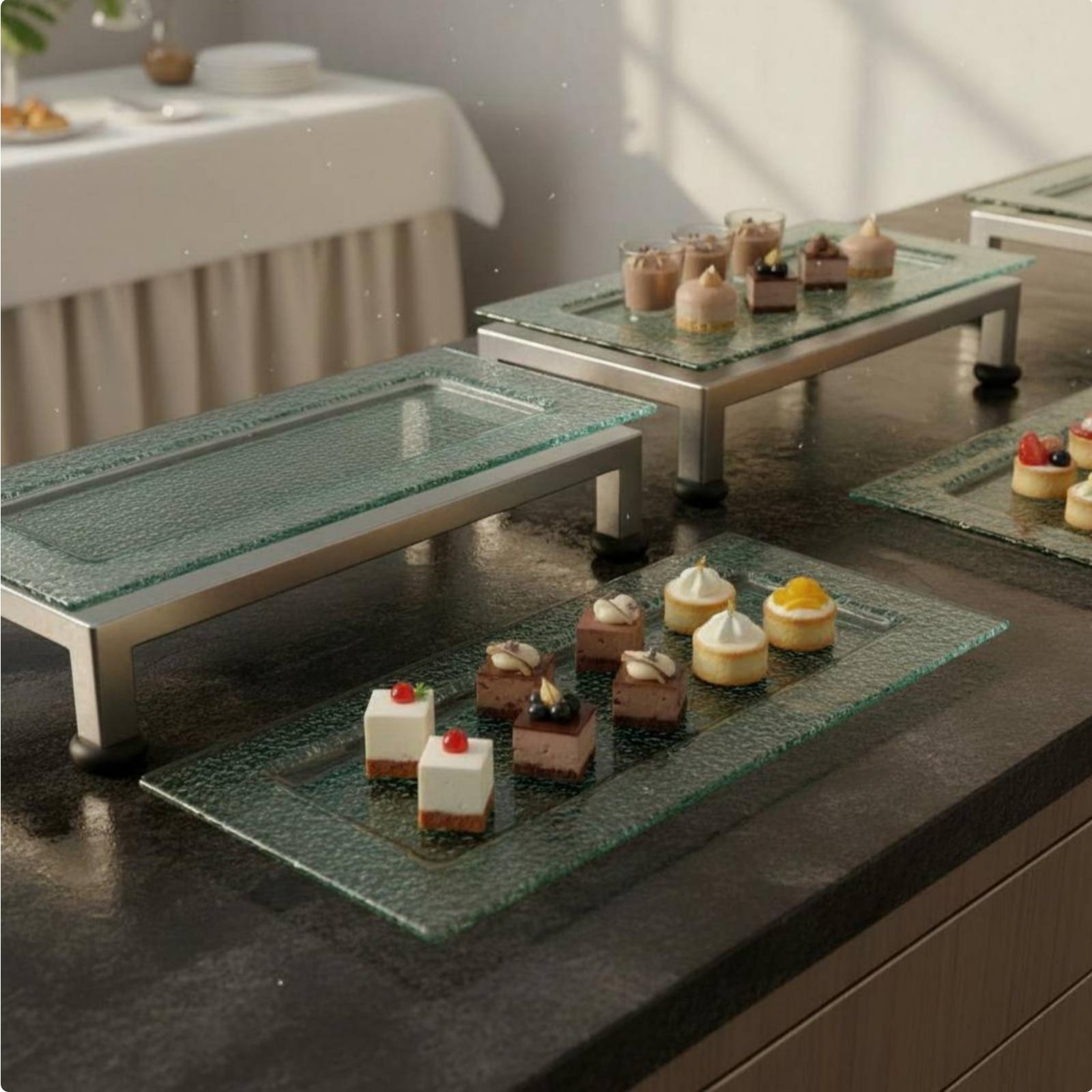 ชั้นวางเสิร์ฟ 3 ชั้นอเนกประสงค - Display Risers Set บทวิจารณ์และราคา