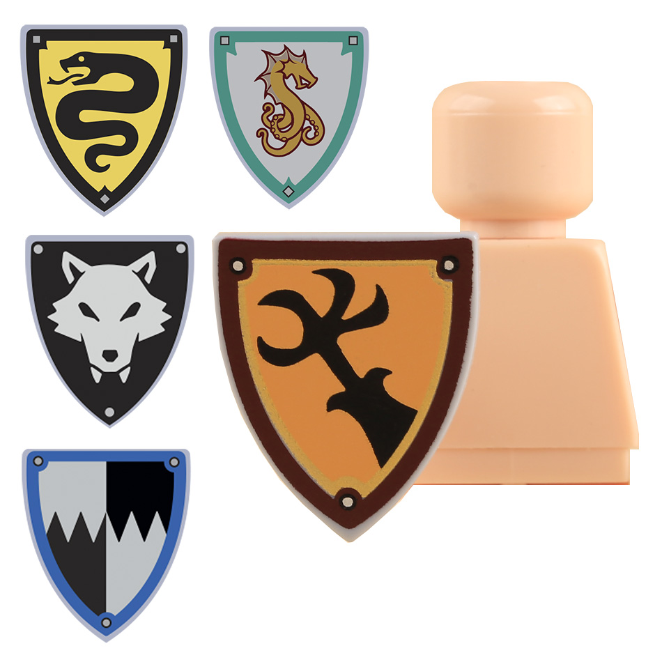 MOC อัศวินยุคกลาง โล่หมาป่าดำ  - Lego Minifigure Holder บทวิจารณ์และราคา